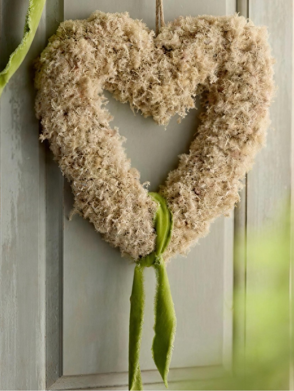 Anthropologie / Terrain Heart Wreath Preserved Reindeer Moss 12 Inches